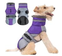 AIMYDOG Warm Reflective Coat Jacket With Adjustable Buckle Windproof Turtleneck Fleece Lining Cold Weather Snowsuit for Small Medium Large Dogs (Purple, XXXL)