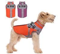 Aimydog Winter Coat for Small Medium Large Dogs, Cozy Jacket With Built-in Harness, 100% Waterproof Reflective Snow Pet Clothes With Zipper, Orange, 2XL