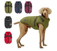 AIMYDOG Winter Coat, Warm Dog Jacket Reflective Fleece Vest with Harness, Waterproof Windproof Snow Jacket for Small Medium Dogs, Green XL