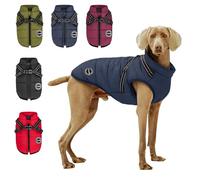 AIMYDOG Winter Coat, Warm Jacket Reflective Adjustable Fleece Vest With Harness Built-In, Waterproof Windproof Snow Jacket Snowsuit With Zipper for Small Medium Dogs, Navy Blue XL