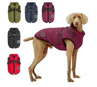 AIMYDOG Winter Coat, Warm Jacket Reflective Adjustable Fleece Vest With Harness Built-In, Waterproof Windproof Snow Jacket Snowsuit With Zipper for Small Medium Dogs, Purple XL