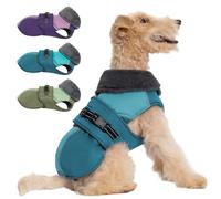 Aimydog Winter Coat With Zippered Leash Hole, Reflective Adjustable Snow Jacket Snowsuit, High Collar Cozy Clothes for Small Medium Large Dogs, Blue, S