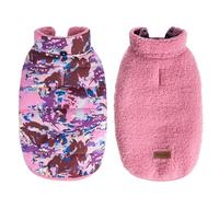 Aimydog Winter Dog Coat,Reversible Jacket for Small Medium Large Dogs,Camouflage Warm Thickened Sherpa Fleece Doggie Pet Vest,Pink Large