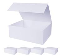Aimyoo 5 Pack White Magnetic Gift Boxes with Lids 13.8x9x4.3 in, Large Bridesmaid Groomsman Proposal Box, Rectangle Collapsible Box for Present Graduation Birthday Wedding Storage,1 Count (Pack of 5)