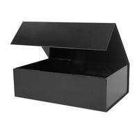 Aimyoo Black Gift Box, 13.8x9x4.3 in Presents Box with Lids Magnetic Closure Rectangle Collapsible for Groomsman Proposal Box, Wedding, Birthday Gift Packging 1 Pack