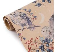 Aimyoo Christmas Wrapping Paper - 17 Inch x 16.4 Feet Mini Roll - Cute Owls Night Woodland Design for Holiday Party Gift Wrap