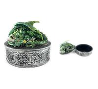 Ain’t It Nice Dragon Statue Trinket Box Dragon Figurine Collectible Fantasy Medieval Décor For Dragon Collectors Dragons Gift Trinkets Box, Green, 4.5 (L) X 3.25 (W) X 4 (H)