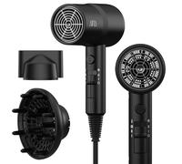 AINA Hair Dryer with Diffuser, Blow Dryer for Women | Advanced Ionic Technology, Ceramic Coating | Cold Shot Features Turbo Heat for Fast Drying and Shine 230v~ (Vader Black)