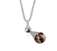 Aina Lighting Custom Picture Necklace Personalised Projection Necklace with Picture Inside Photo Pendent Necklace Customised Jewelry Gifts for Women Mom Wife Her
