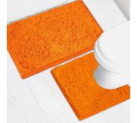 AINAHYVA Bathroom Rugs Chenille Bath mat 2 Piece Set, Super Absorbent, Strong PVC Non Slip Backing, Bath mats for Bathroom, Plush Shaggy, Thick, Machine Washable, Bathtub, Shower, Toilet.(Orange)