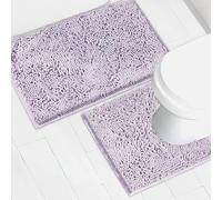 AINAHYVA Bathroom Rugs Chenille Bath mat 2 Piece Set, Super Absorbent, Strong PVC Non Slip Backing, Bath mats for Bathroom, Plush Shaggy, Thick, Machine Washable, Bathtub, Toilet.(Lavender)