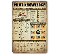 Ainbash Retro Pilot Knowledge Metal Signs Vintage Airplane Decor For Home Aviation Art Wall Decor Air Plane Decorations For Boys Room Signs Gifts For Aviation Lovers WWII Posters