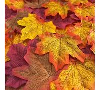 AinDen Autumn Leaves Decorations, 320 Pcs Artificial Maple Leaves in 4 Colours, Autumn Table Scatters for Weddings, Crafts, Thanksgiving Party Decorations