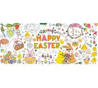 AinDen Easter Coloring Tablecloth for Kids, Giant 72x30 Inch Coloring Poster Craft Banner, Party Table Decorations Cloth for Easter Crafts Activities