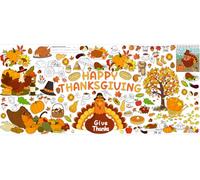 AinDen Thanksgiving Coloring Tablecloth, 72x30 Inch Kids Craft Table Cover, Fun Coloring Table Cloth and Art Activity, Thanksgiving Crafts for Kids