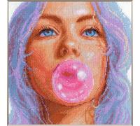 Aine - Bubblegum Dreams A1032, DYI Gift Cross Stitch Kits 7¾"x7¾, Cross Stitch Kits for Beginners & Advanced, DYI Valentines Day Gift, Crossstitching Kit Adult, Embroidery Counted Stitching Kit