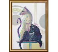 Aine - Mystical Cats A1011, Cat Lovers Cat Cross Stitch Kits 8¼" x 11¾", Cross Stitch Kits for Beginners & Advanced, Crossstitching Kits Adult, Counted Stitching Kits, Cat Embroidery Kit