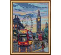 Aine - Rainy London A1014, Cross Stitch Kits 15¾"x15¾, Cross Stitch Kits for Beginners & Advanced, Crossstitching Kits Adult, Counted Stitching Kits, Embroidery Kit