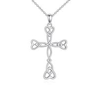 AINFQY Cross Necklace for Women 925 Sterling Silver Cross Pendant Necklace Faith Jewellery Gift, Sterling Silver, mustard seeds