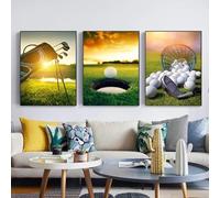 AINIBPO Golf Course Landscape Canvas Art HD Green Grass Wall Decor for Gym Home Golf Club Themed Painting Art Posters Prints 70x100cmx3 Frameless