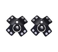 AINIFU Black Pasties Leather Nipple Cover Reusable Pasties Punk Silver Metal Nipple Ring Breast Petals for Women Men