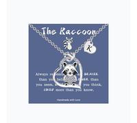AINILOVE Adjustable Raccoon Necklace For Women Initial Pendant Necklaces For Young Daughter Niece Nature Inspired Raccoon Jewelry Gift Easter Birthday Mother'S Day Graduation Gifts For Raccoon Lovers