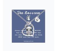AINILOVE Adjustable Raccoon Necklace For Women Initial Pendant Necklaces For Young Daughter Niece Nature Inspired Raccoon Jewelry Gift Easter Birthday Mother'S Day Graduation Gifts For Raccoon Lovers
