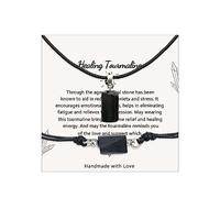 AINILOVE Black Tourmaline Bracelet Leather Wrap Bracelet Healing tourmaline bracelet Gifts for Women, One Size, Cotton, Tourmaline
