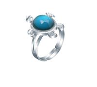 AINILOVE Cute Mood Rings for Kids Adjustable Sea Turtle/Dolphin/Hipocampus/Whale/Penguin Mood Changing Ring Party Gift for Girls Sea Animals Birthday, Copper, mood stone