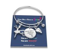 AINILOVE Dance Lover Gifts for Her Never Miss a Chance to Dance Bangle Bracelet for Ballerina Team Ballet Dance Recital Gift for Little Daughter Niece, One Size, Stainless Steel, no gemstone