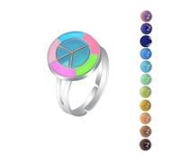 AINILOVE Mood Rings for Women Luminous Color Changing Mood Ring Gemstone Crystals Dinosaur/Turtl/e Butterfly/Peace/Heart/Sunflower/Dolphin/Unicorn Ring Party Birthday Gifts for Women, Copper, No