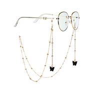 AININI 27.5 inch Eyeglass Chains Butterfly Gold Bead Mask Lanyard Mask Chains and Cords Eyeglass Necklace Eyewear for Women, Black, 27.5"