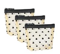 AiNinXun Heart Print Small Make Up Bag - 3PCS Mesh Mini Makeup Bag Small Makeup Bag for Handbag with Zipper,Women Bag Organiser Pouches for Cosmetics Toiletries Holiday Travel Essentials
