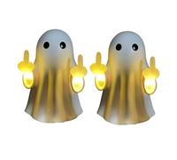 Ainiupi 1/2Pcs Ghost Middle-Finger Led Lamp, Cute Ghost Statue Halloween Home Decorations, Scary Ghost Figurines Prank Gifts for Desktop Wall Home Garden Office Decor