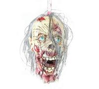 Ainiupi 2024 Halloween Decoration Props, Scary Hanging Severed Head Life-Size Bloody Latex Zombie Head for Halloween Party Indoor Outdoor Bar Haunted House Decor