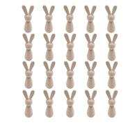 Ainiupi 20pcs Unfinished Wooden Rabbit Doll Figure Unpainted Peg Dolls DIY Blank Wood Bunny Puppet Craft Art Easter Party Decoration