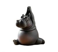 Ainiupi Clumsy Yoga Master Hippo, The Adorably Imperfect Yogi, Resin Meditation Hippo Yoga Statue Decor for Garden Home Patio Deck Porch Yard Art Decoration