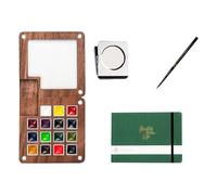 Ainiupi Watercolor Kit, Mini Travel Pocket Artist Watercolor Travel Set, Portable Paint Palette with Brushes, Sketchbook and 8 Color Paints for Artists, Students, and Painters