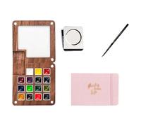 Ainiupi Watercolor Kit, Mini Travel Pocket Artist Watercolor Travel Set, Portable Paint Palette with Brushes, Sketchbook and 8 Color Paints for Artists, Students, and Painters