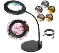 Ainiv 10X Magnifying Glass with Light, Hands Free Magnifying Lamp, 5 Color Modes Stepless Dimmable LED Lighted Desk Lamp for Diamond Art Accessories Hobbies Crafts Reading Repairing Sewing Close Work