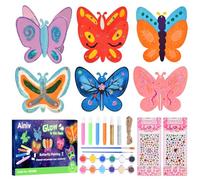 Ainiv 12 PCS Butterfly Craft Kit, Making 6 Butterfly 3D Wooden Crafts Kit, Creative DIY Arts and Crafts for Gifts Crafting Party Activities Home Garden Decor
