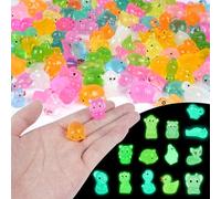 Ainiv 120 PCS Mini Luminous Resin Animals, Multiple Styles Tiny Resin Animals, Mini Little Small Plastic Animal Figures Glow in the Dark, for Fairy Garden, Micro Landscape, Aquarium, Dollhouse Decor