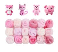 Ainiv 18 Pcs Felting Wool, Needle Felting Wool, 9 Colors x 2 Packs Fleece Roving Yarn, Beginner-Friendly Art Crafts, Starter Needle Fuzzy Felt Supplies for DIY Craft Beginners (Pink Series)