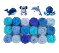 Ainiv 18 Pcs Felting Wool, Needle Felting Wool, 9 Colors x 2 Packs Fleece Roving Yarn, Beginner-Friendly Art Crafts, Starter Needle Fuzzy Felt Supplies for DIY Craft Beginners (Blue Series)