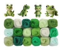 Ainiv 18 Pcs Felting Wool, Needle Felting Wool, 9 Colors x 2 Packs Fleece Roving Yarn, Beginner-Friendly Art Crafts, Starter Needle Fuzzy Felt Supplies for DIY Craft Beginners (Green Series)
