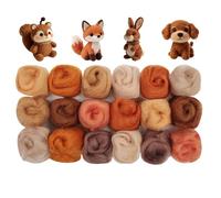 Ainiv 18 Pcs Felting Wool, Needle Felting Wool, 9 Colors x 2 Packs Fleece Roving Yarn, Beginner-Friendly Art Crafts, Starter Needle Fuzzy Felt Supplies for DIY Craft Beginners (Brown Series)