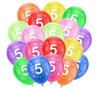 Ainiv 18pcs 5th Birthday Balloons, Number Balloons, Multicolor Numbers & Stars, Up to 12 Inches, Latex, Perfect for Kids' Birthday Parties