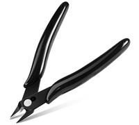 Ainiv 1PC Micro Wire Cutter, Spring-Loaded Side Cutting Pliers Flush Cutters, Precision Diagonal Cutting Pliers in CRV Steel, Wire Snips for Electrical, Homes, Craft, Jewellery, 3D Print Models-Black