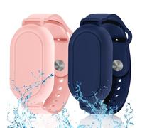 Ainiv 2 Pack Bracelet for Galaxy SmartTag 2, Waterproof Silicone Wristband Holder with Full Coverage Design, Compatible with Samsung Smart Tag 2, for Children, Elderly People (Pink+Blue)