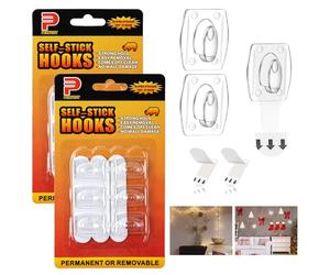 Ainiv 2-Packs 12 Hooks Large Light Clips with Adhesive Strips, Damage Free Hanging String Light Hooks, Clear Wall Clips for Indoor Outdoor Hanging Lights Xmas Decor and Cables, 12 Clips and 12 Strips